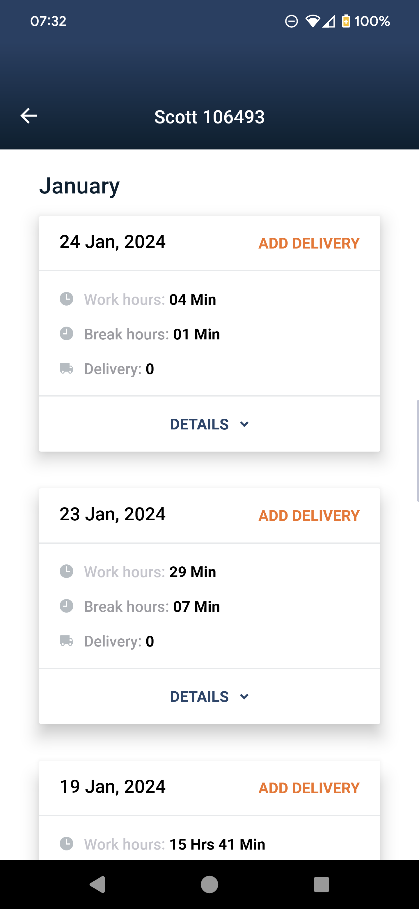 Driver App Log Book History