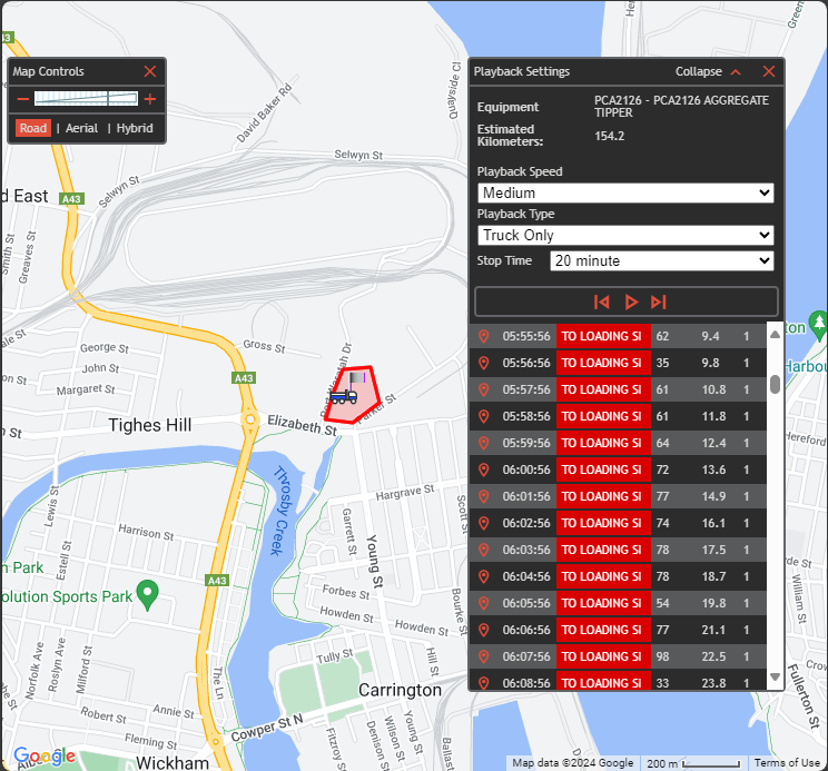 report_screen_GPS_Map Report GPS Fixes Map